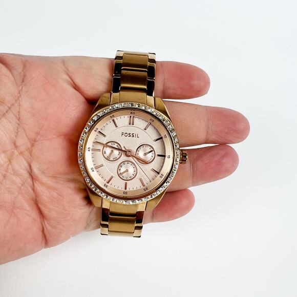 Fossil rose gold wrist watch 5 atm battery tested - Picture 8 of 10